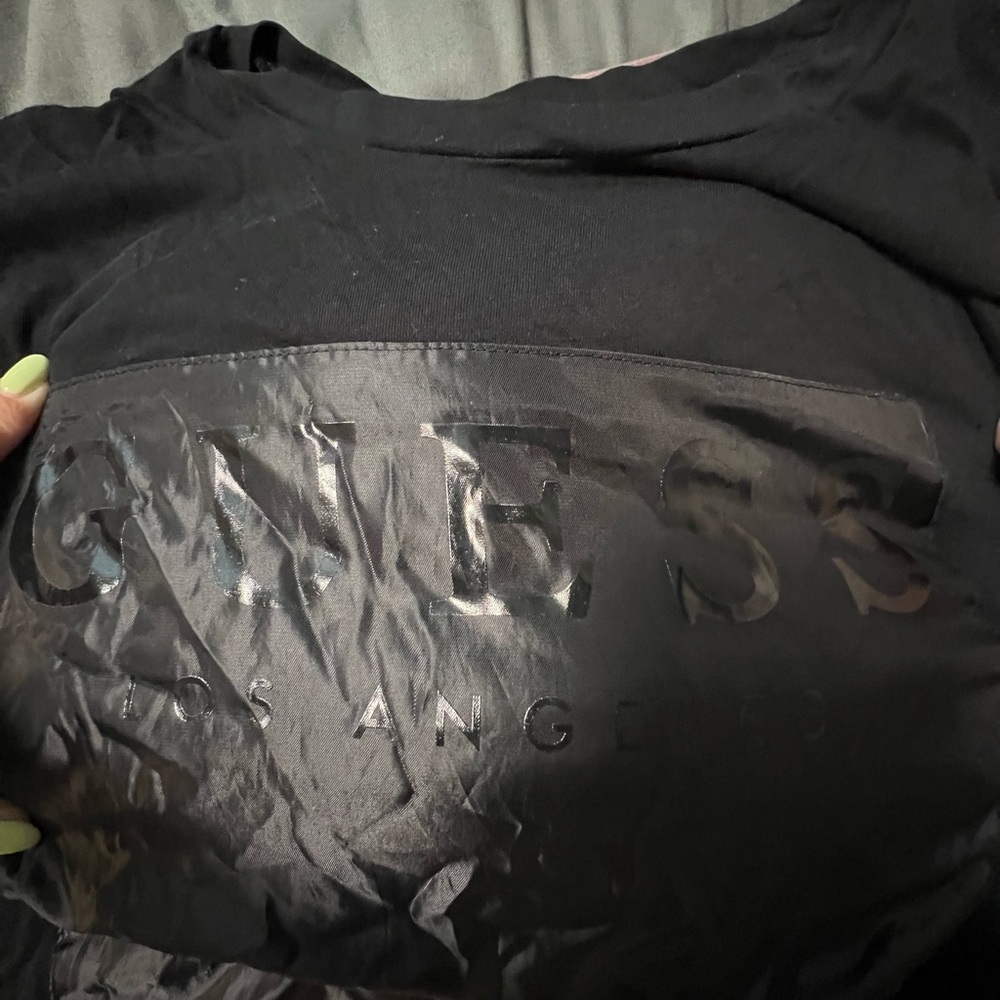 Guess Black Short Sleeve Tee with Metallic Graphic - Picture 2 of 3